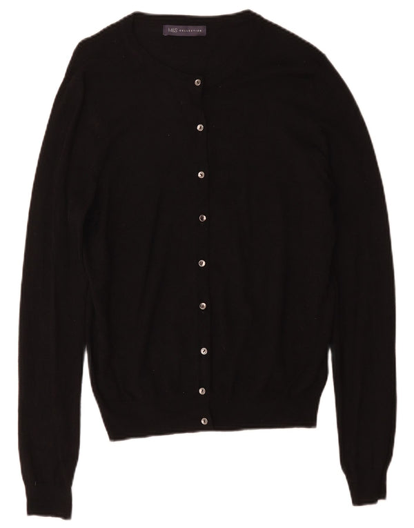 Marks & Spencer Womens Cardigan Sweater UK 12 Medium Black Viscose