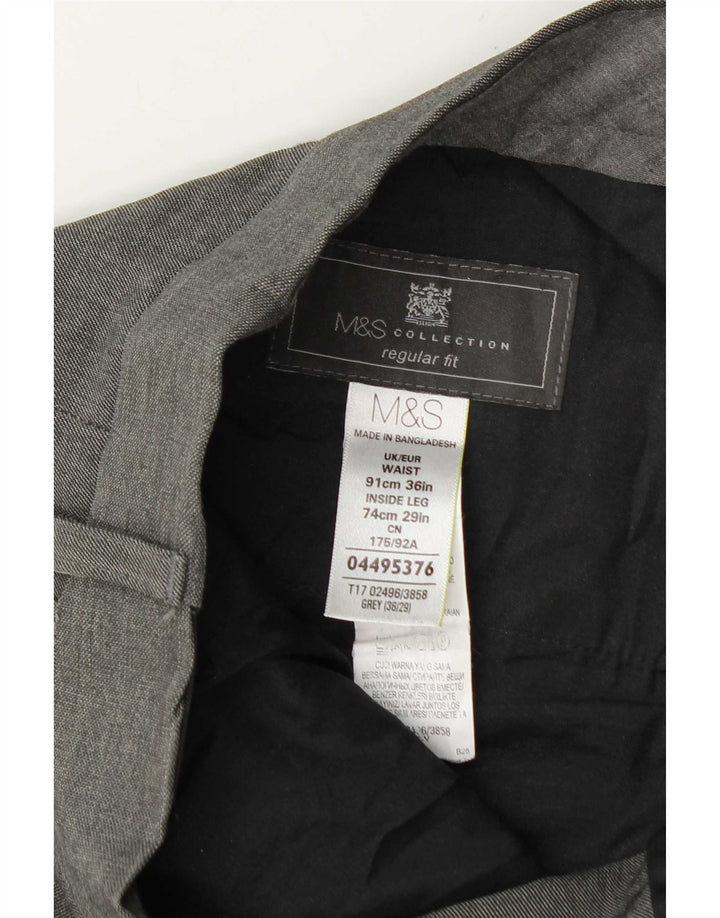 Marks & Spencer Mens Regular Fit Suit Trousers W36 L29 Grey Polyester