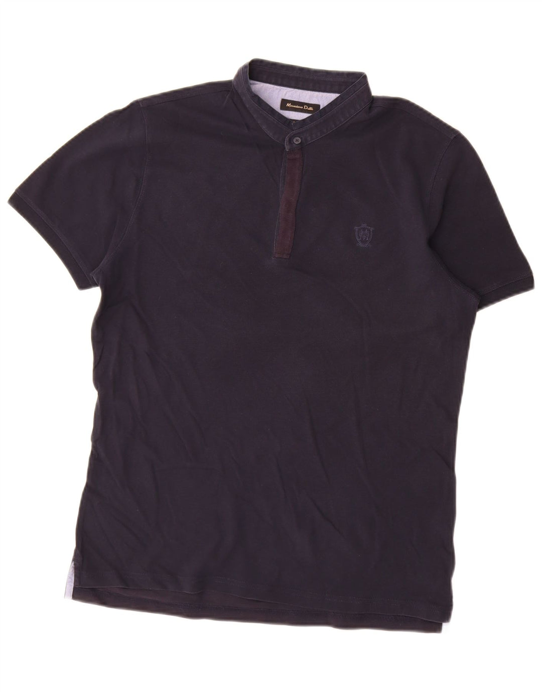 Massimo Dutti Mens Polo Shirt Large Navy Blue Cotton