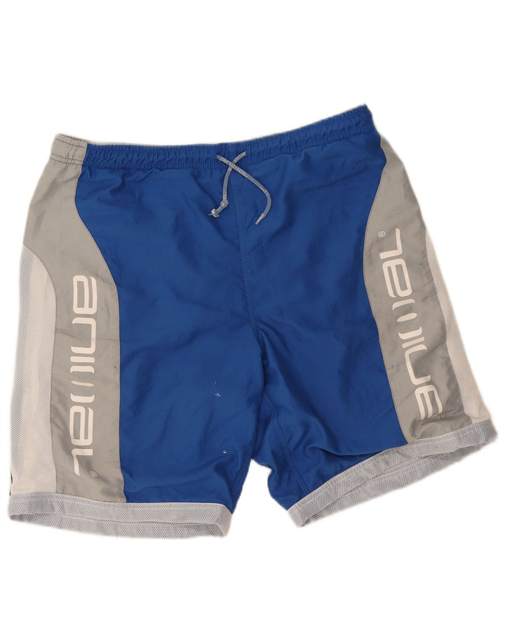 Animal Mens Graphic Swimming Shorts Large  Blue Colourblock Polyester