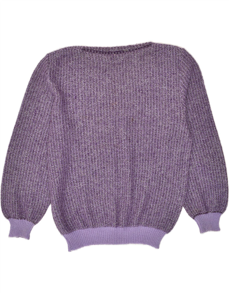 VINTAGE Womens Boat Neck Jumper Sweater UK 14 Medium Purple Flecked Vintage Vintage and Second-Hand Vintage from Messina Hembry 