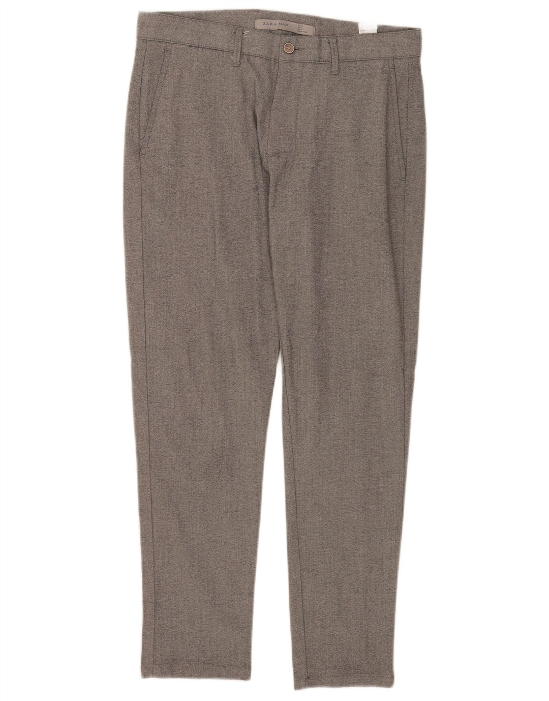 Zara Mens Slim Chino Trousers EU 38 Small W30 L27 Grey Polyester