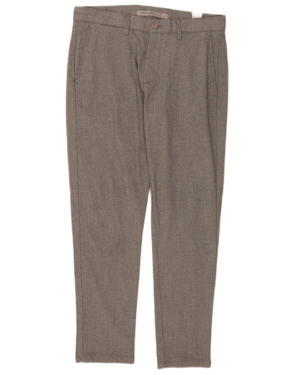 Zara Mens Slim Chino Trousers EU 38 Small W30 L27 Grey Polyester