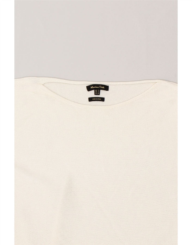 MASSIMO DUTTI Womens Boat Neck Jumper Sweater UK 10 Small White | Vintage Massimo Dutti | Thrift | Second-Hand Massimo Dutti | Used Clothing | Messina Hembry 