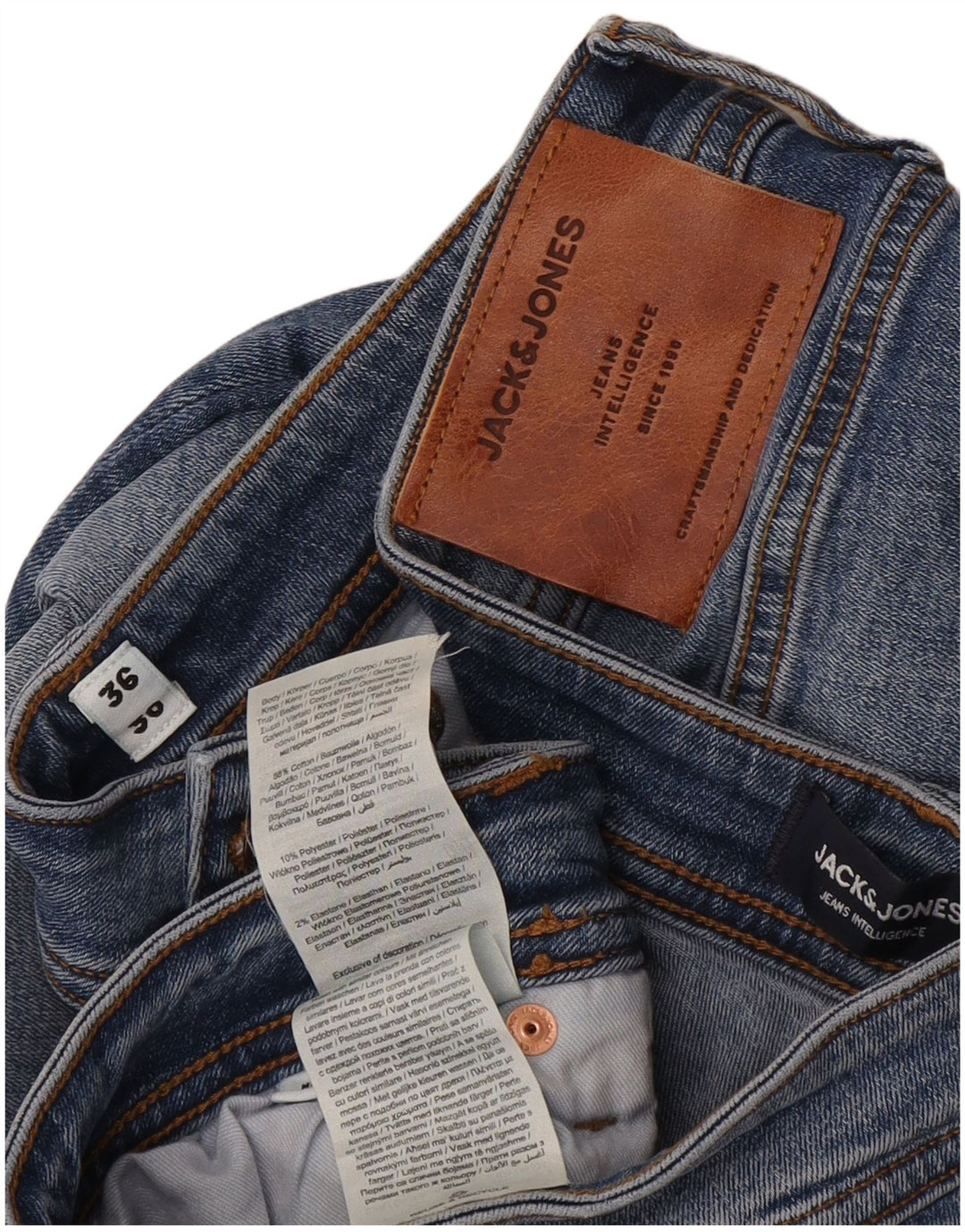 Jack & Jones Mens Tim Straight Jeans W36 L30 Blue Cotton