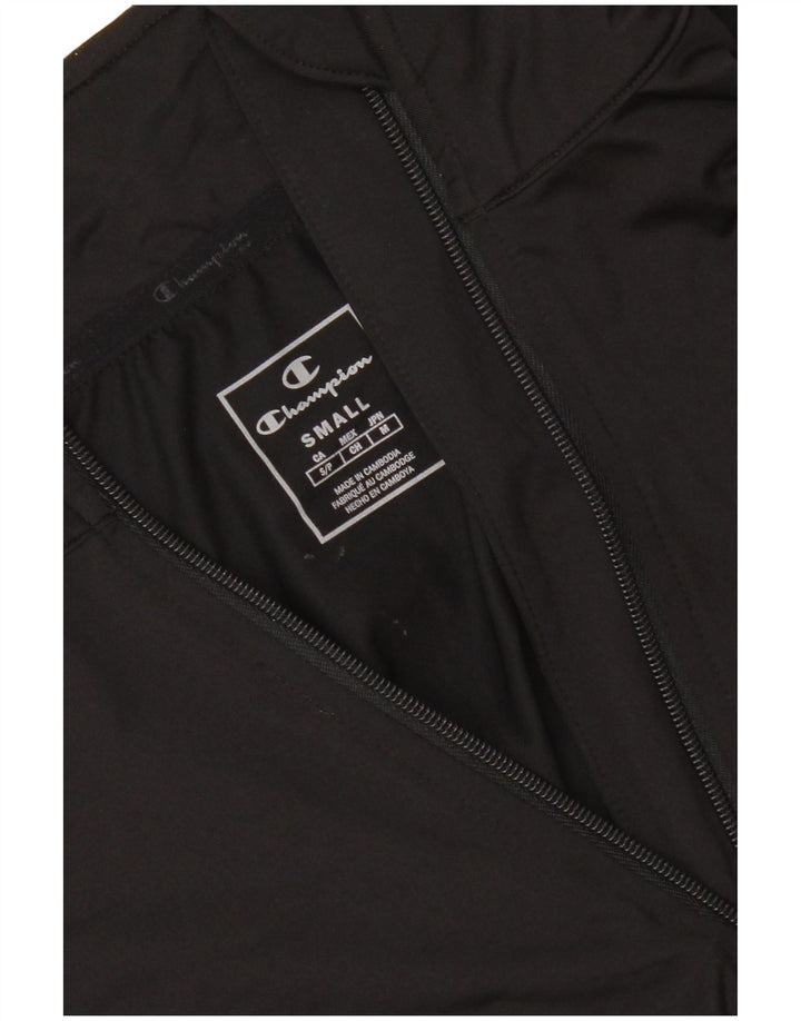 CHAMPION Mens Zip Neck Pullover Tracksuit Top Small Black