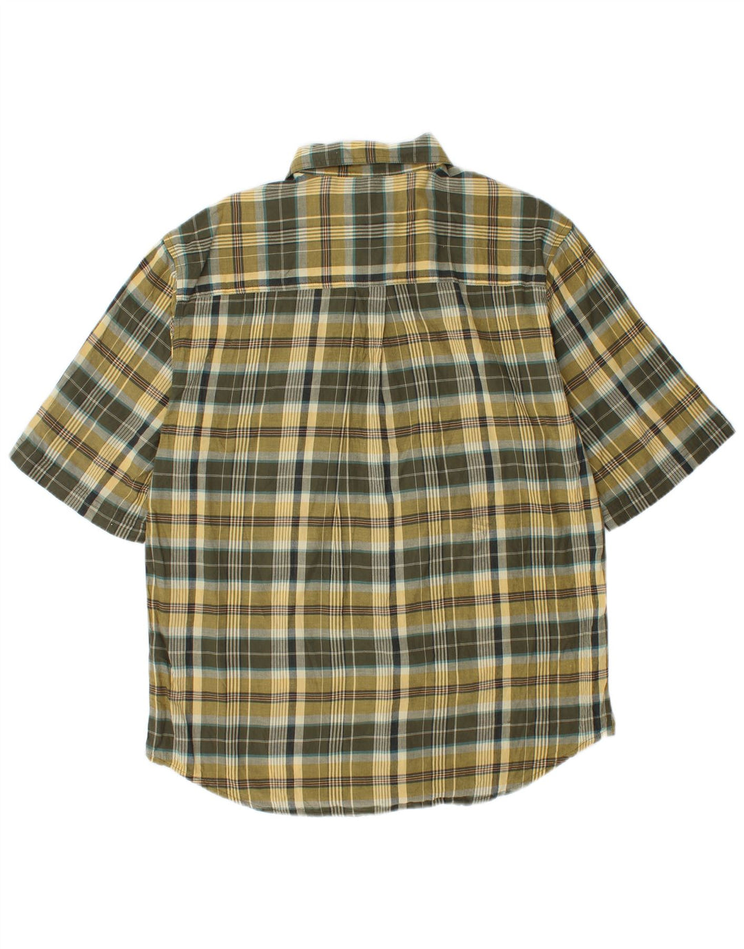 Woolrich Mens Short Sleeve Shirt Medium Khaki Check Cotton