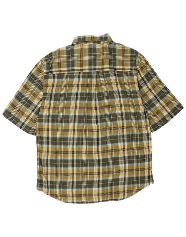 Woolrich Mens Short Sleeve Shirt Medium Khaki Check Cotton