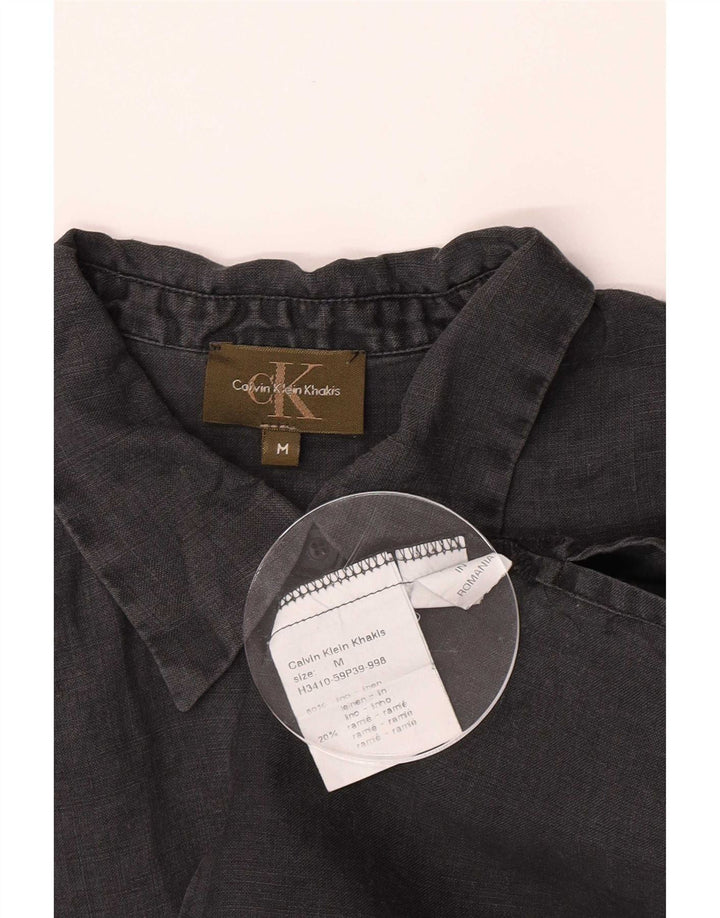 Calvin Klein Womens Khakis Shirt UK 12 Medium Grey Linen