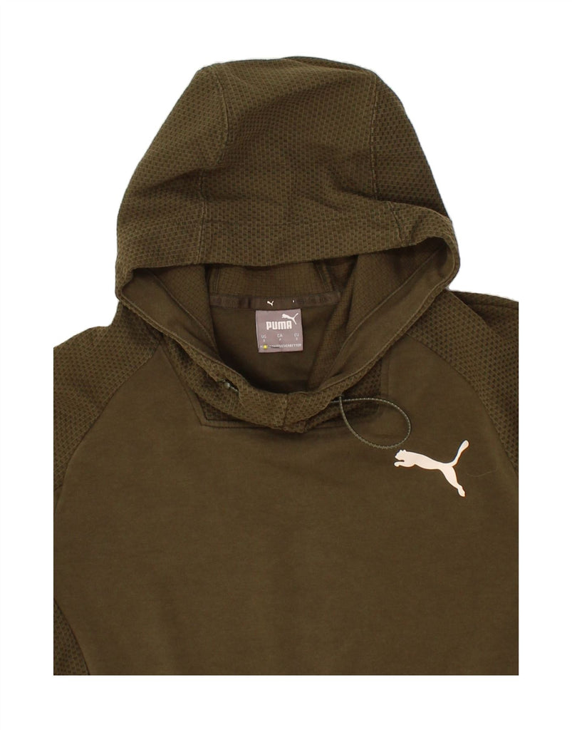 PUMA Mens Hoodie Jumper Small Green Cotton Vintage Puma and Second-Hand Puma from Messina Hembry 