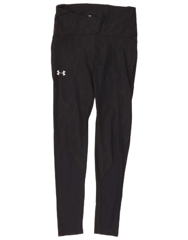Under Armour Womens Leggings UK 14 Medium Black Striped Nylon