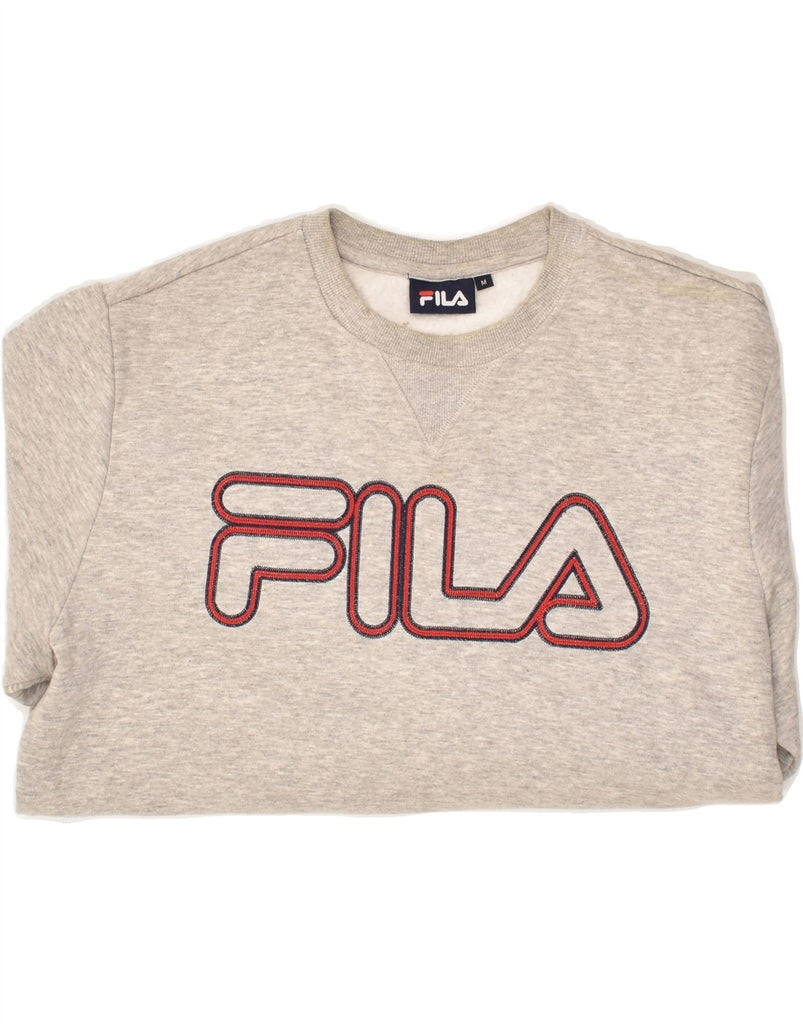 FILA Mens Graphic Sweatshirt Jumper Medium Grey Cotton | Vintage Fila | Thrift | Second-Hand Fila | Used Clothing | Messina Hembry 