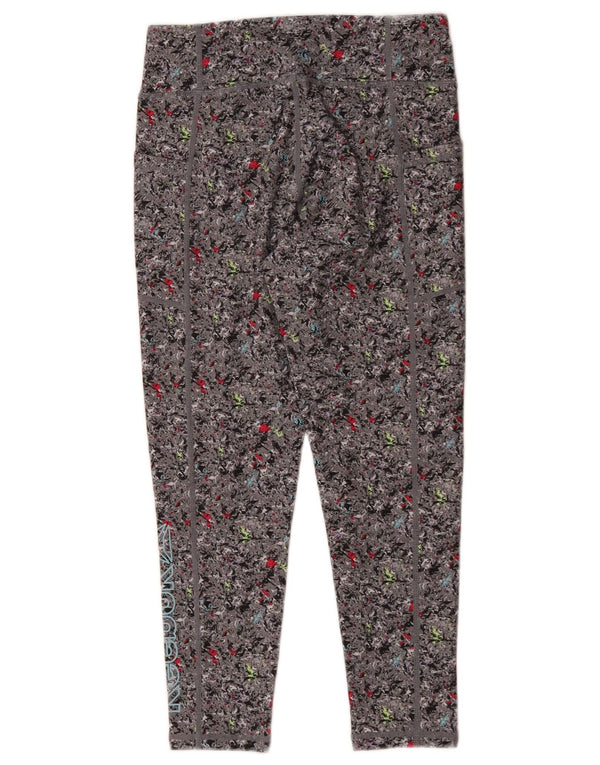 Reebok Girls Leggings 10-11 Years Large Grey Floral Polyester