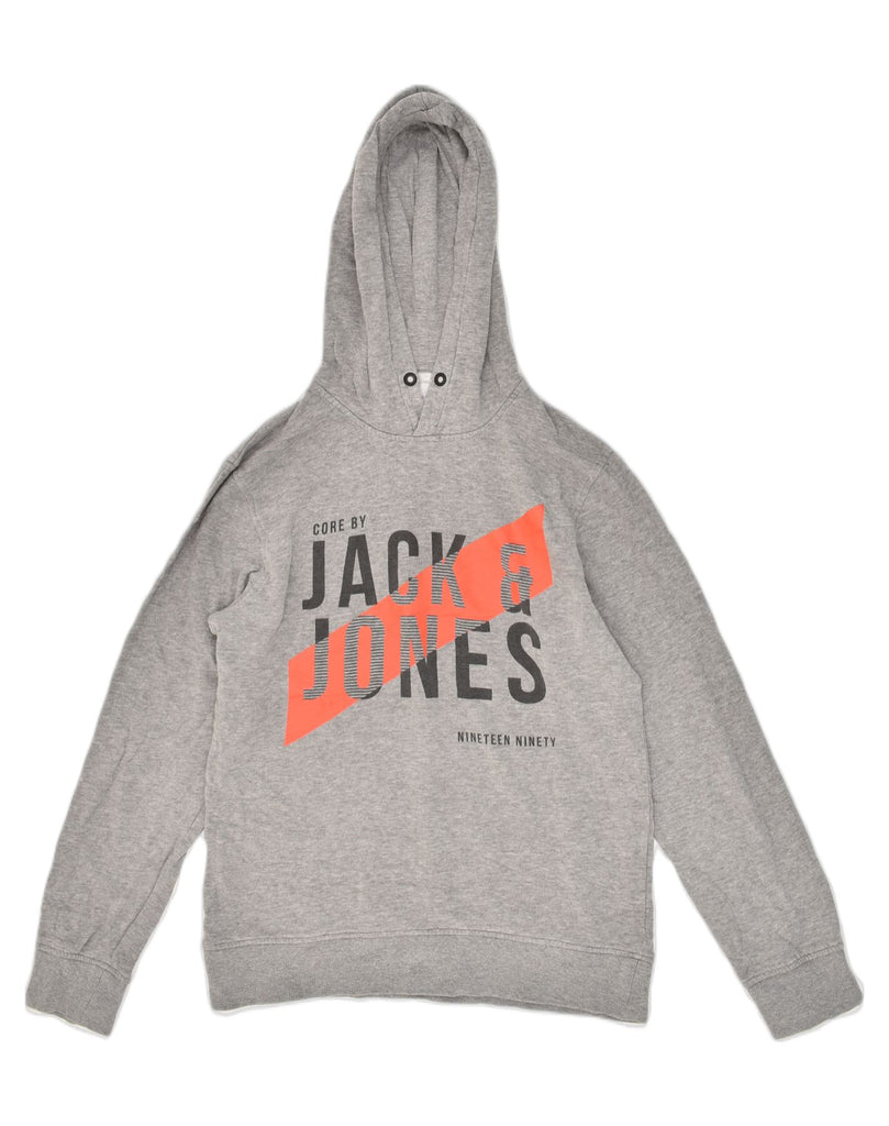 JACK & JONES Mens Graphic Hoodie Jumper Small Grey Cotton | Vintage Jack & Jones | Thrift | Second-Hand Jack & Jones | Used Clothing | Messina Hembry 
