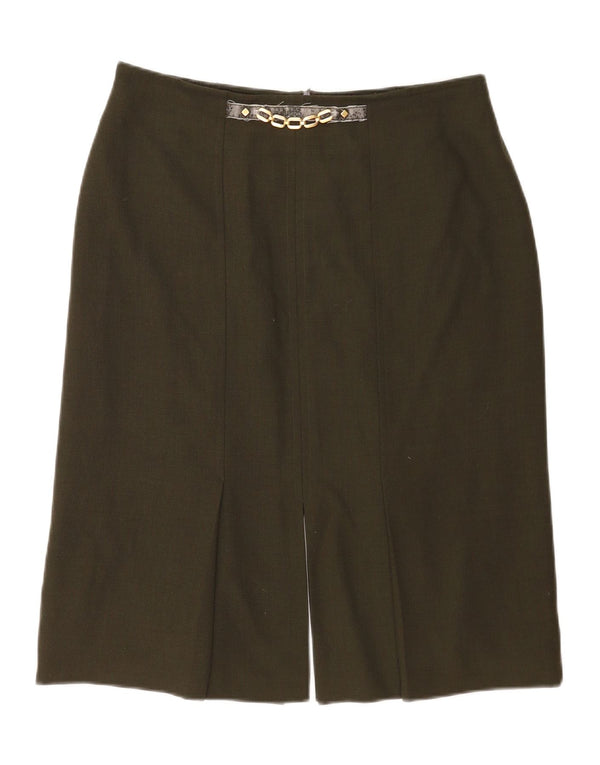 ARA Womens Straight Skirt UK 18 XL W34 Khaki Polyester