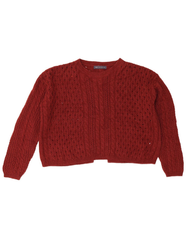 Marks & Spencer Womens Crop Boat Neck Jumper Sweater UK 16 Large Burgundy