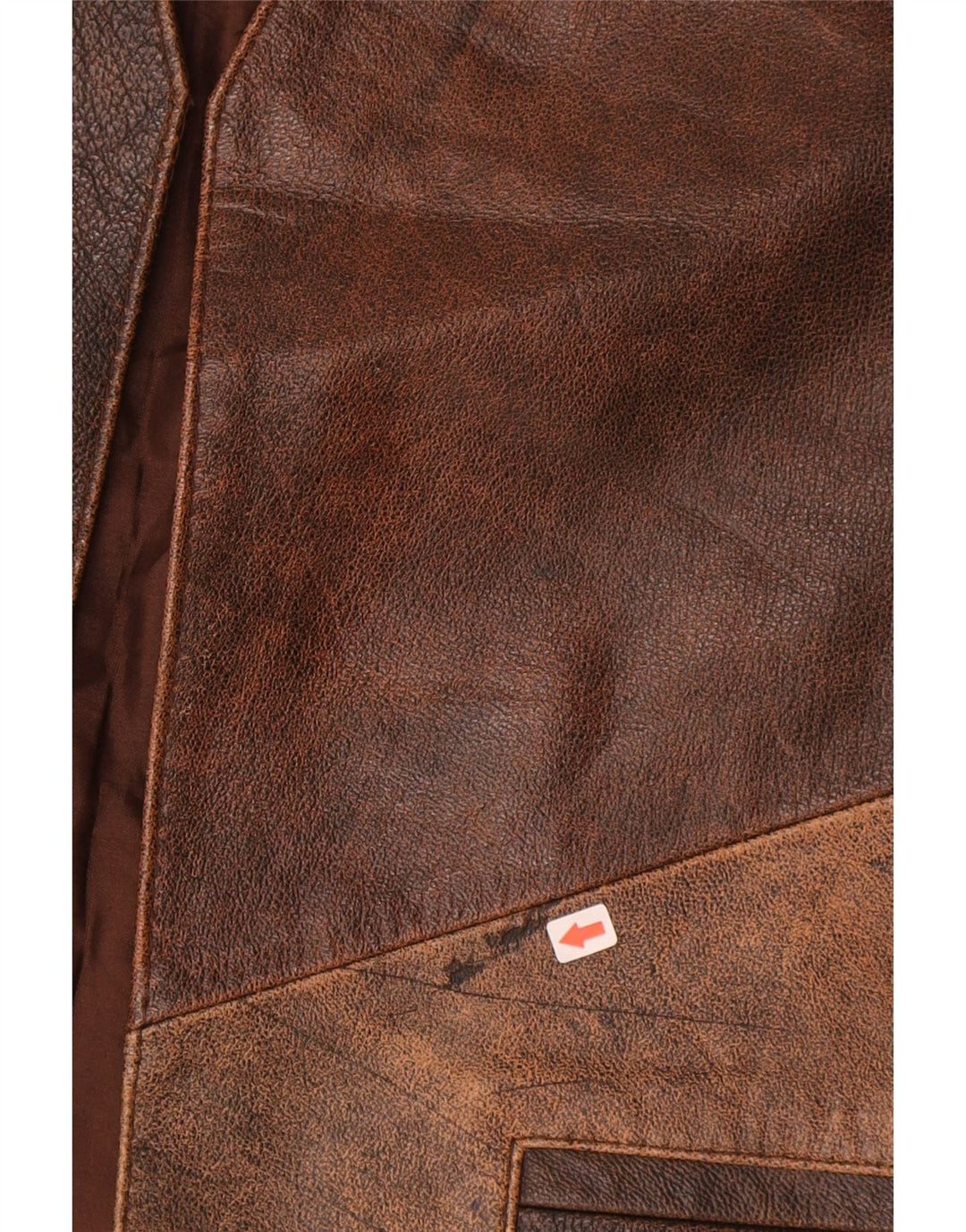 Vintage Mens Leather Waistcoat Medium Brown Colourblock