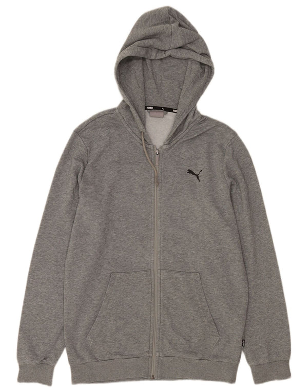 Puma Mens Zip Hoodie Sweater Small Grey Cotton