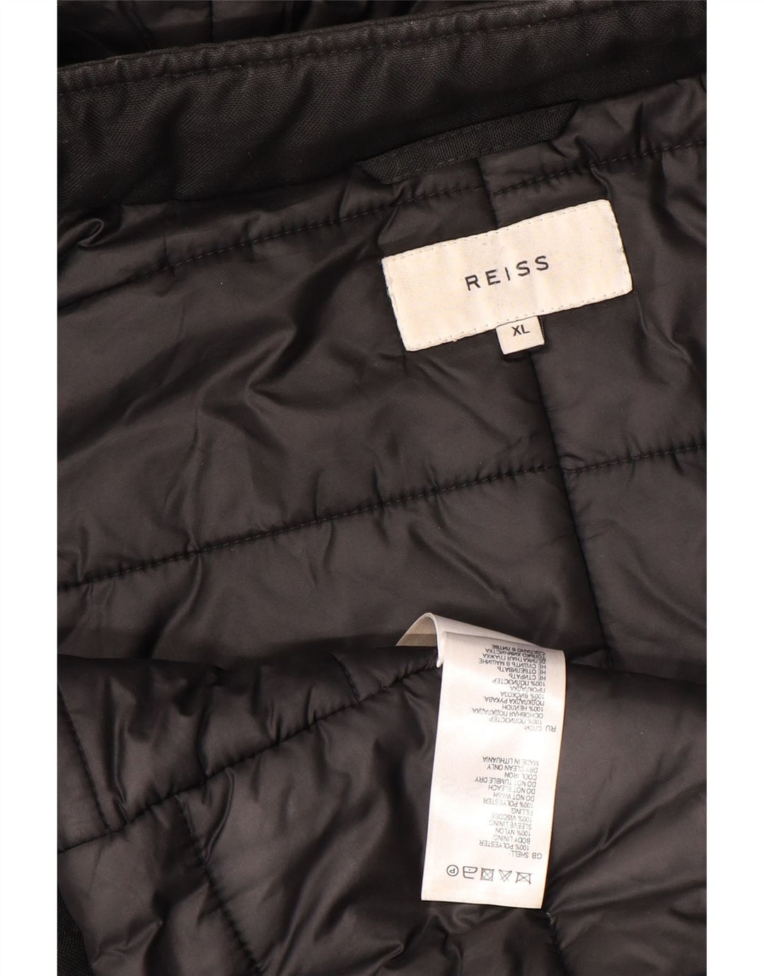 Reiss Mens Hooded Padded Jacket UK 42 XL Black Polyester