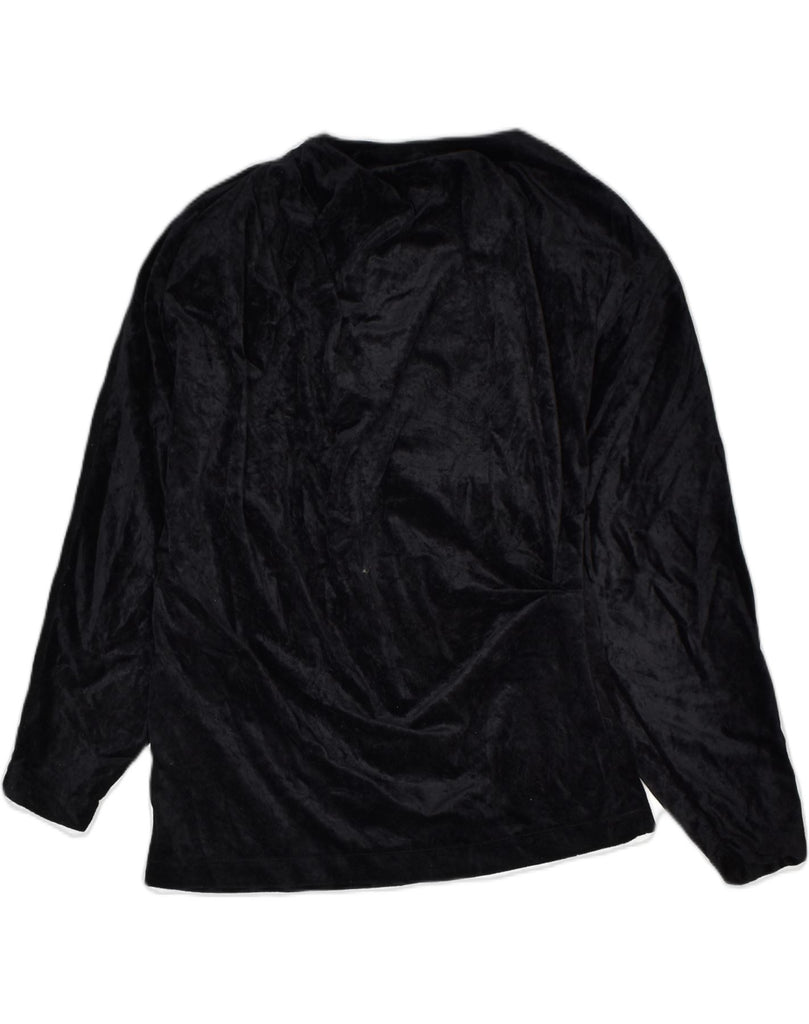 VINTAGE Womens Velvet Blouse Top IT 42 Medium Black Acetate | Vintage | Thrift | Second-Hand | Used Clothing | Messina Hembry 