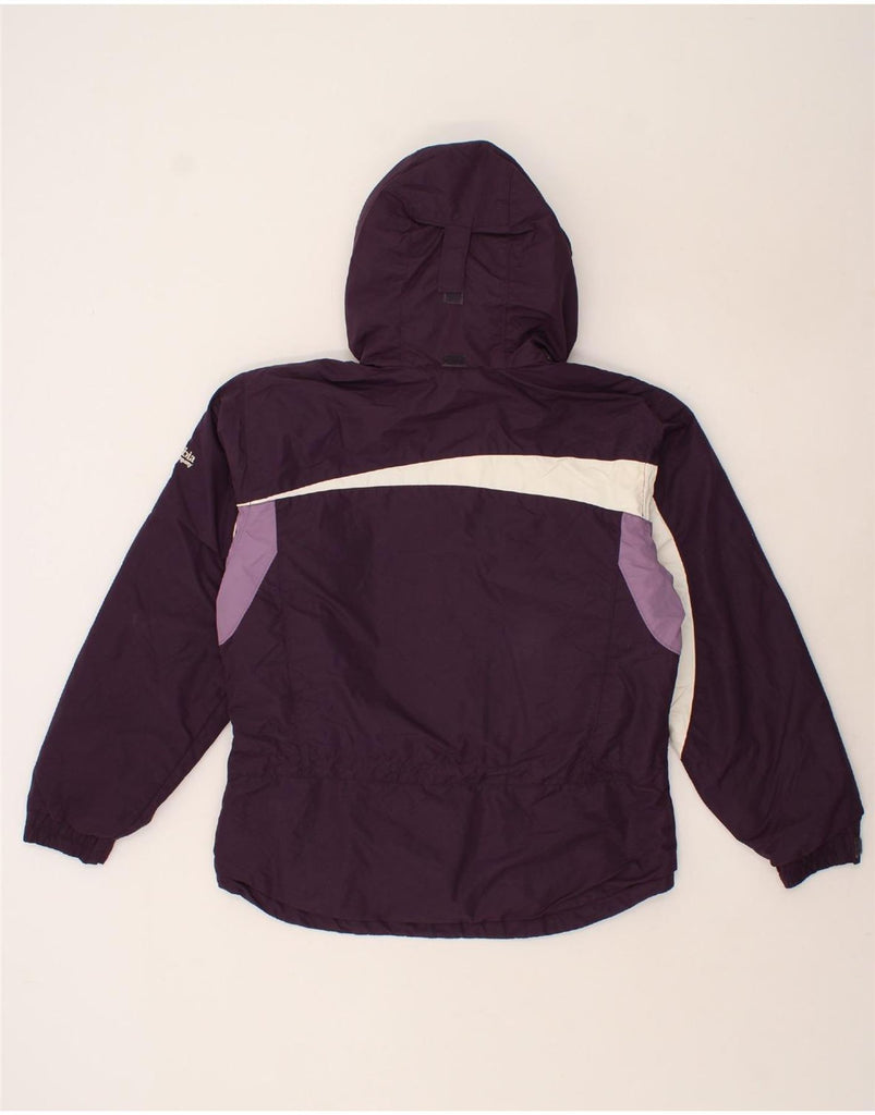 COLUMBIA Womens Hooded Windbreaker Jacket UK 14 Medium Purple Colourblock Vintage Columbia and Second-Hand Columbia from Messina Hembry 