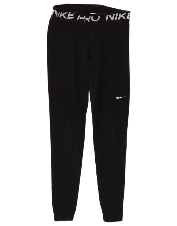 Nike Womens Graphic Leggings UK 12 Medium Black Polyester