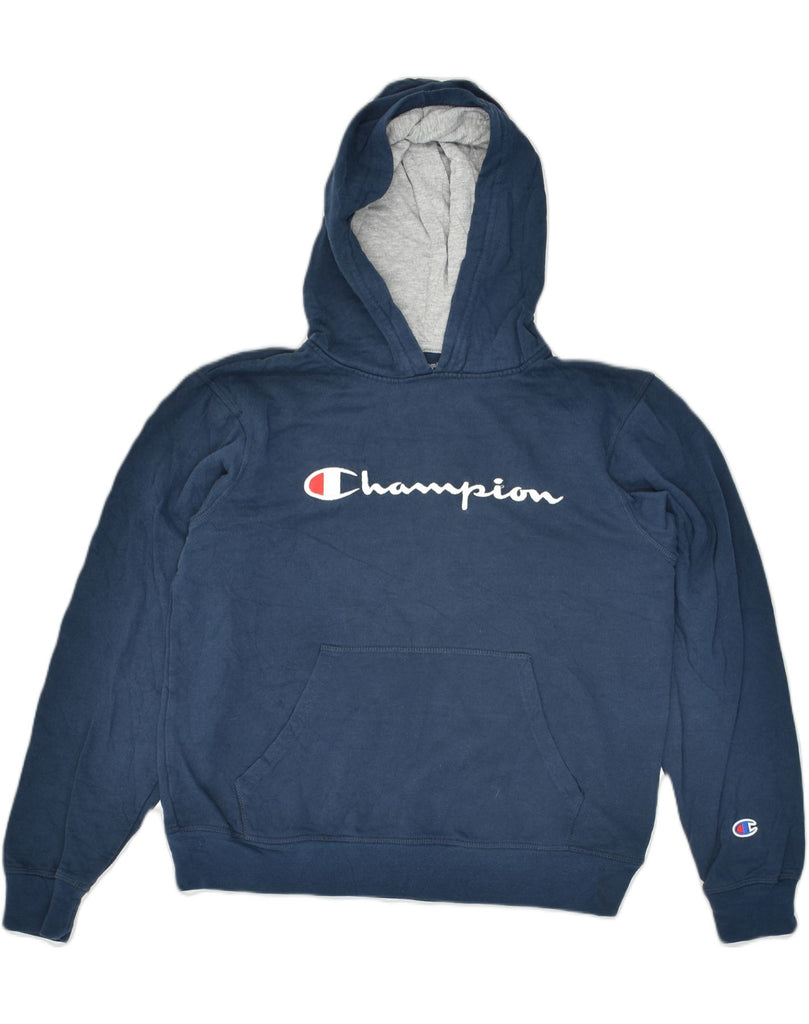 CHAMPION Womens Graphic Hoodie Jumper UK 18 XL Blue Cotton | Vintage Champion | Thrift | Second-Hand Champion | Used Clothing | Messina Hembry 