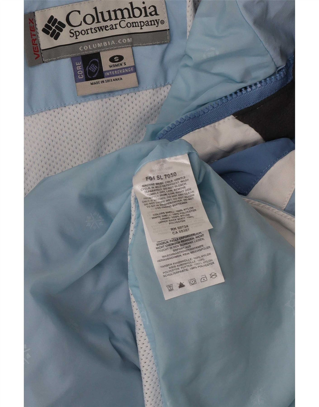 Columbia Womens Hooded Oversized Rain Jacket UK 10 Small Blue Colourblock