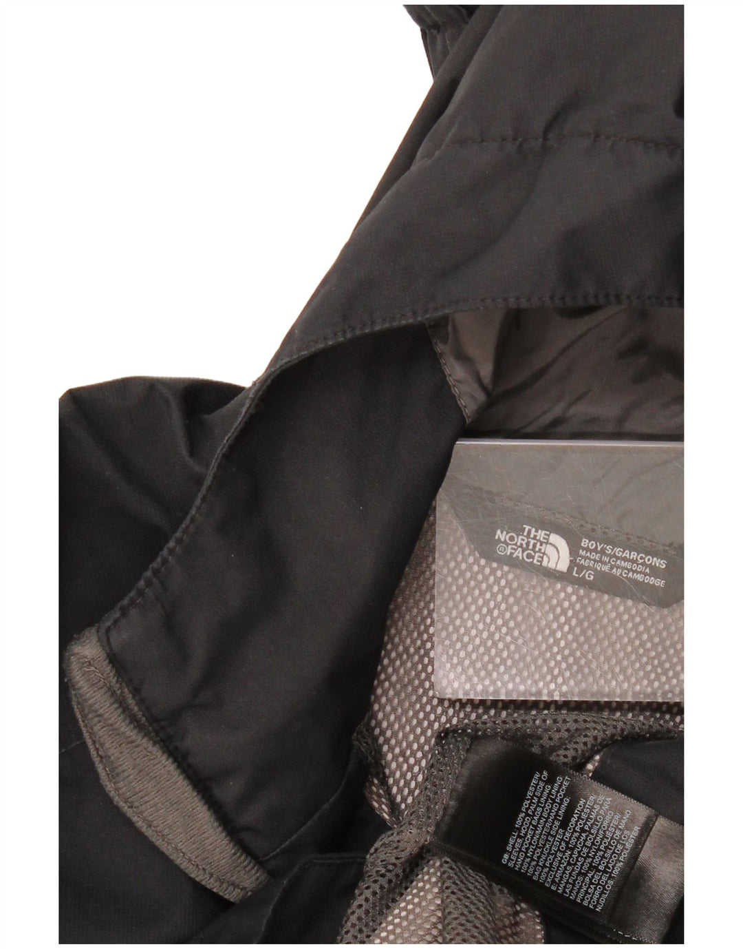 The North Face Boys Hooded Rain Jacket 11-12 Years Large Black Polyester