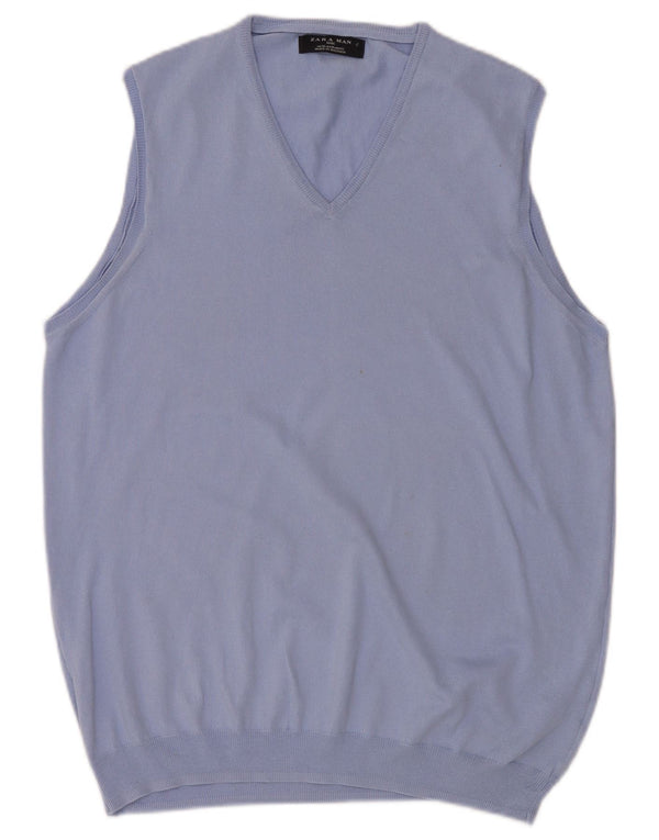 Zara Mens Vest Tank Top XL Blue