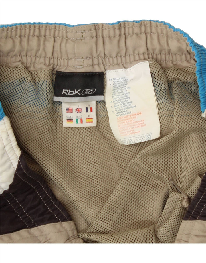 REEBOK Mens Sport Shorts Large Beige Colourblock Polyester Vintage Reebok and Second-Hand Reebok from Messina Hembry 