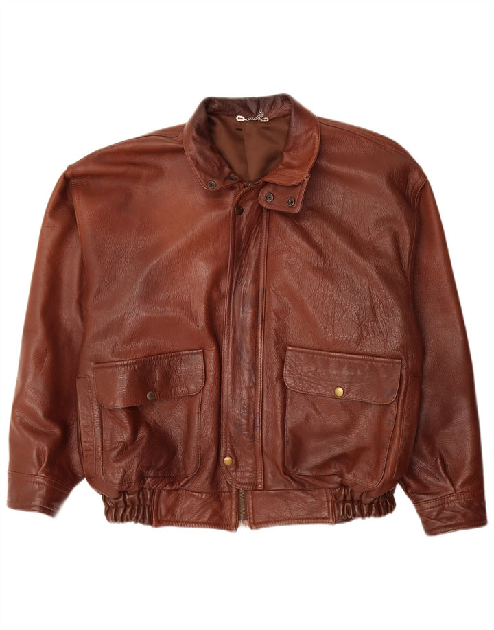 Vintage Mens Leather Jacket UK 40 Large Brown