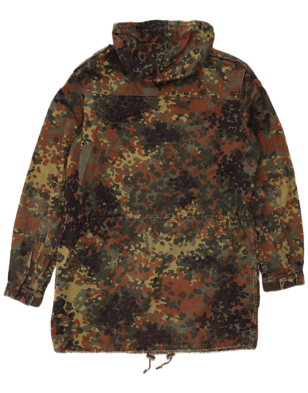 Vintage Mens Hooded Military Overcoat UK 40 Large Khaki Camouflage