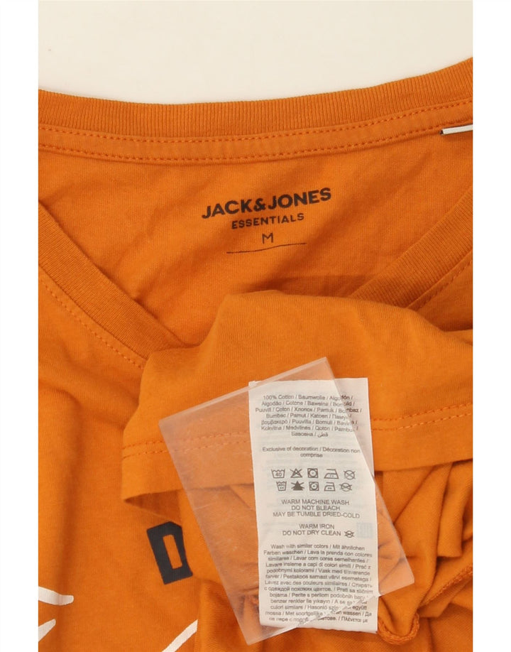 JACK & JONES Mens Graphic T-Shirt Top Medium Orange Cotton