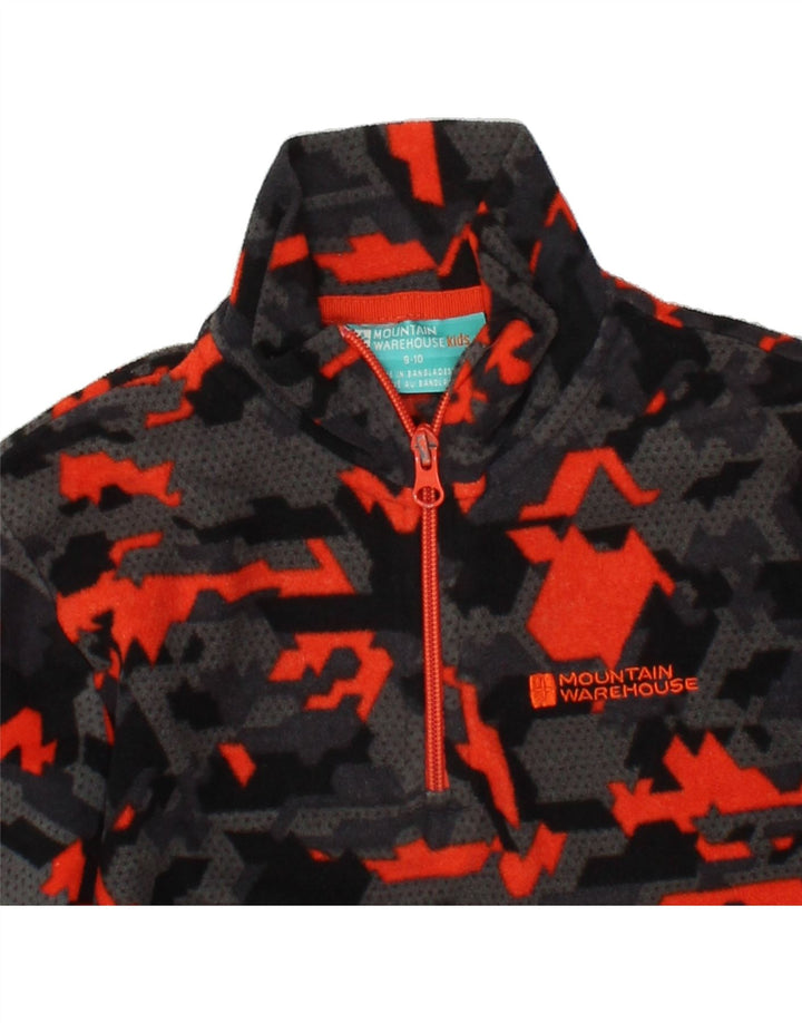 MOUNTAIN WAREHOUSE Boys Zip Neck Fleece Jumper 9-10 Years Grey Geometric Vintage Mountain Warehouse and Second-Hand Mountain Warehouse from Messina Hembry 