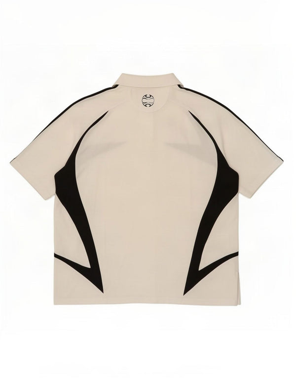 Adidas Mens Graphic Polo Shirt UK 48/50 XL White Colourblock Cotton