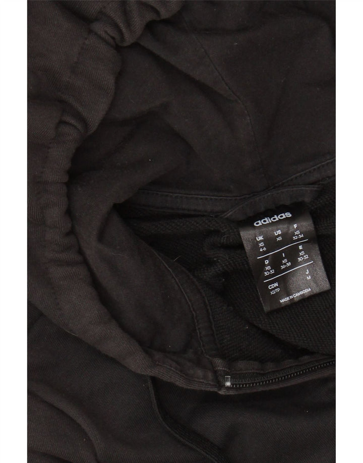 ADIDAS Womens Graphic Zip Hoodie Sweater UK 4/6 XS Black