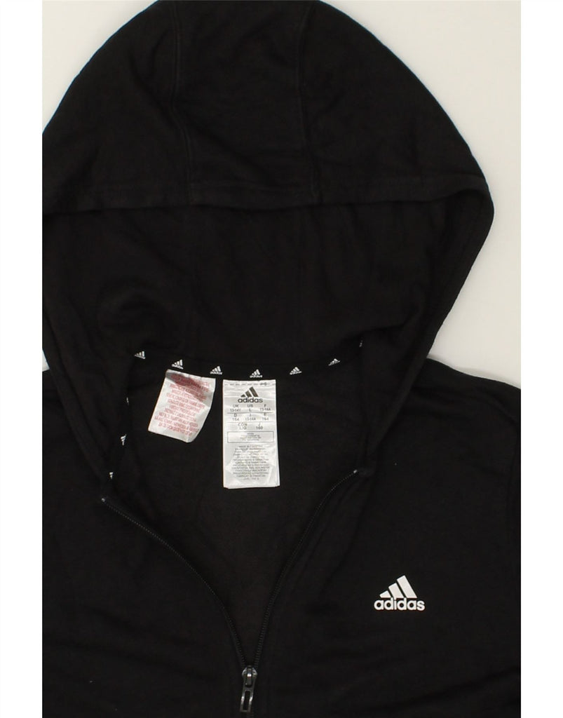 ADIDAS Boys Graphic Zip Hoodie Sweater 13-14 Years Black Cotton | Vintage Adidas | Thrift | Second-Hand Adidas | Used Clothing | Messina Hembry 