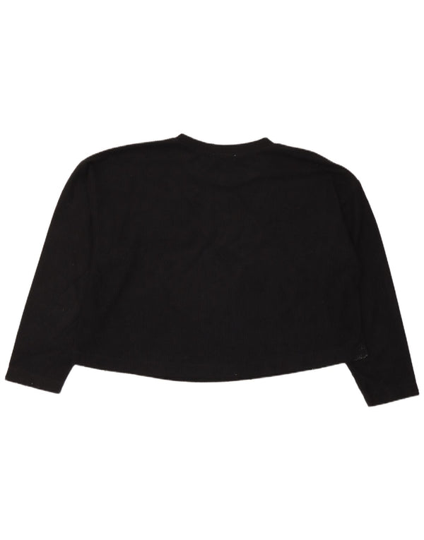 Zara Womens Trafaluc Crop Oversized Top Long Sleeve UK 10 Small Black