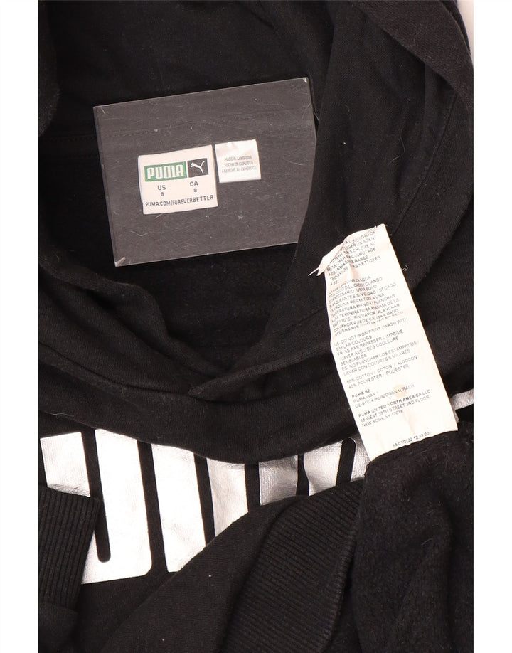 PUMA Girls Graphic Hoodie Jumper 7-8 Years Black Cotton