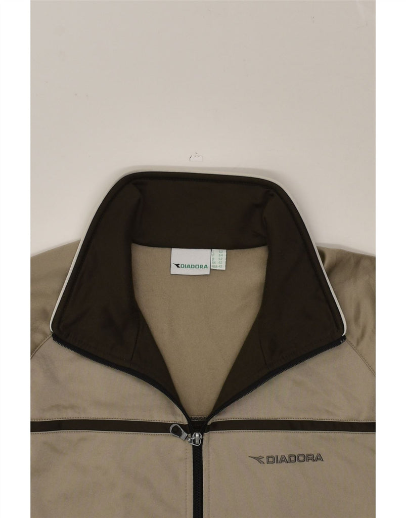 DIADORA Mens Tracksuit Top Jacket UK 42 XL Brown Polyester | Vintage Diadora | Thrift | Second-Hand Diadora | Used Clothing | Messina Hembry 