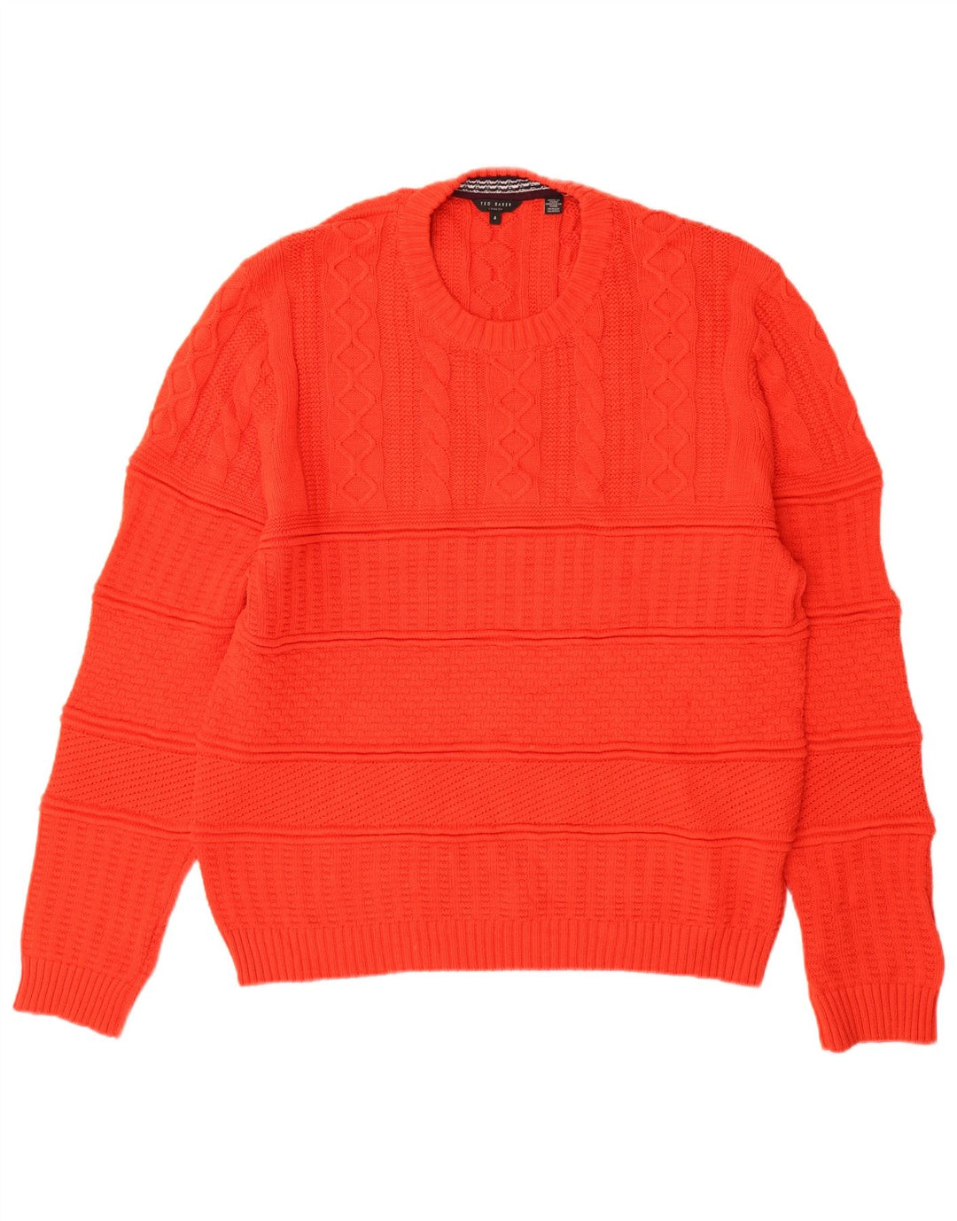 Ted Baker Mens Crew Neck Jumper Sweater Size 4 Large Red Cotton