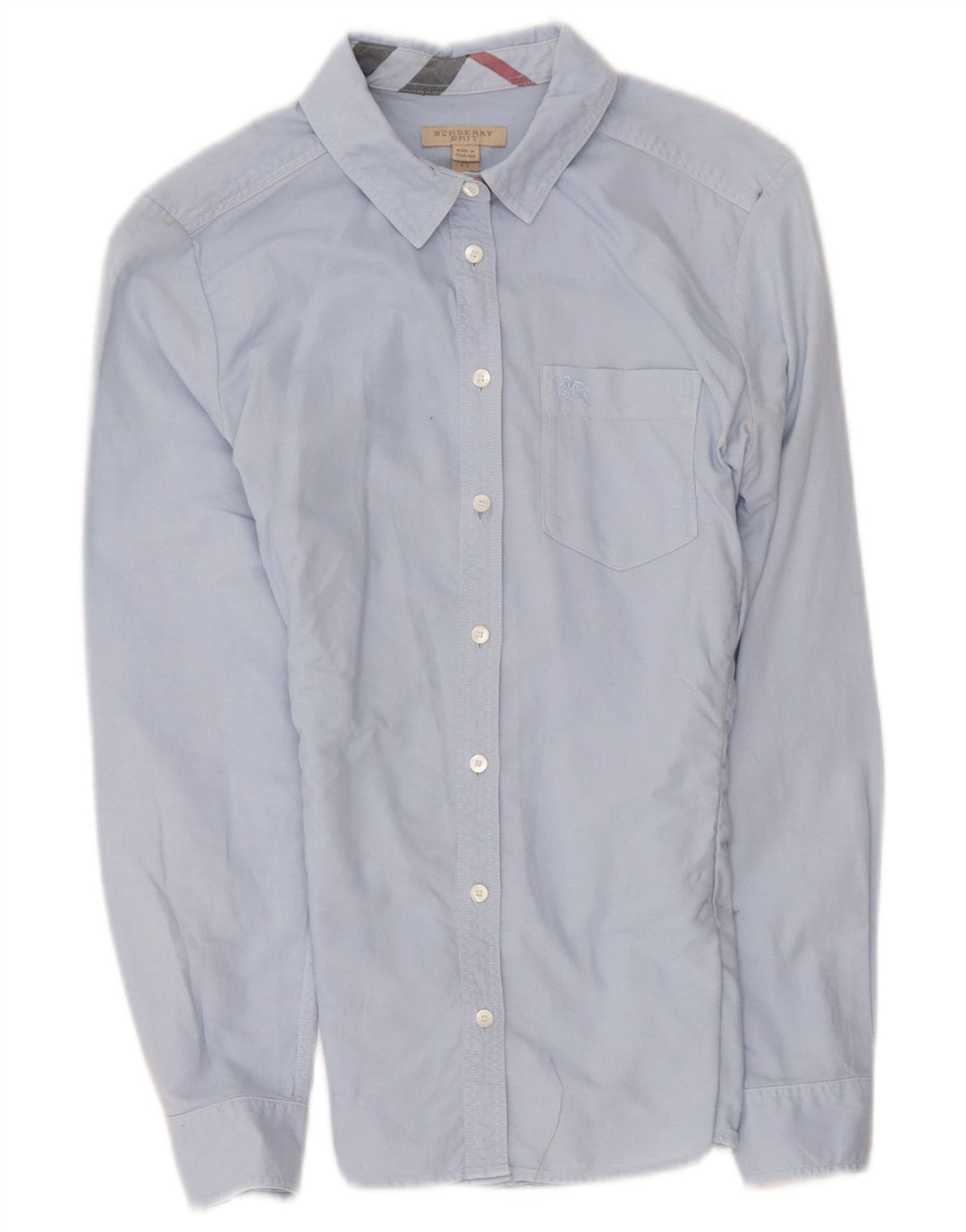 Burberry Womens BRIT Shirt UK 4 XS Blue Cotton