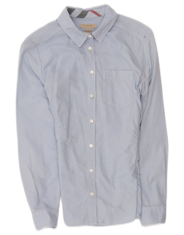 Burberry Womens BRIT Shirt UK 4 XS Blue Cotton