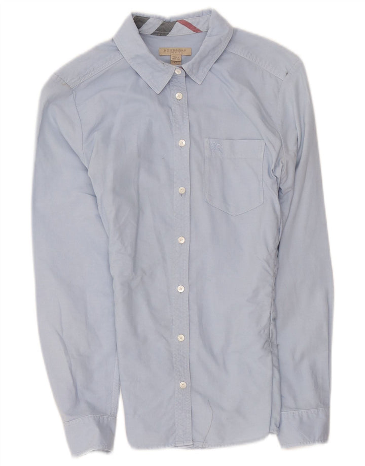 Burberry Womens BRIT Shirt UK 4 XS Blue Cotton