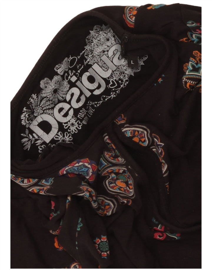 Desigual Womens Top Long Sleeve UK 14 Large Black Floral