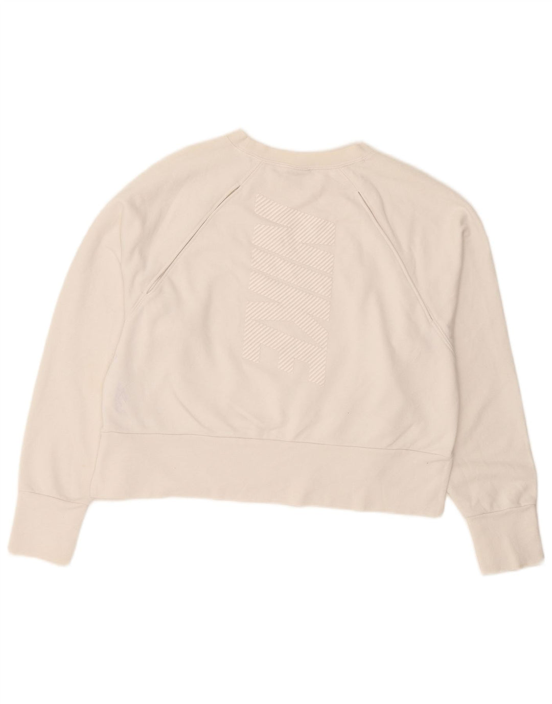 Nike Womens Crop Sweatshirt Jumper UK 14 Medium White Polyester