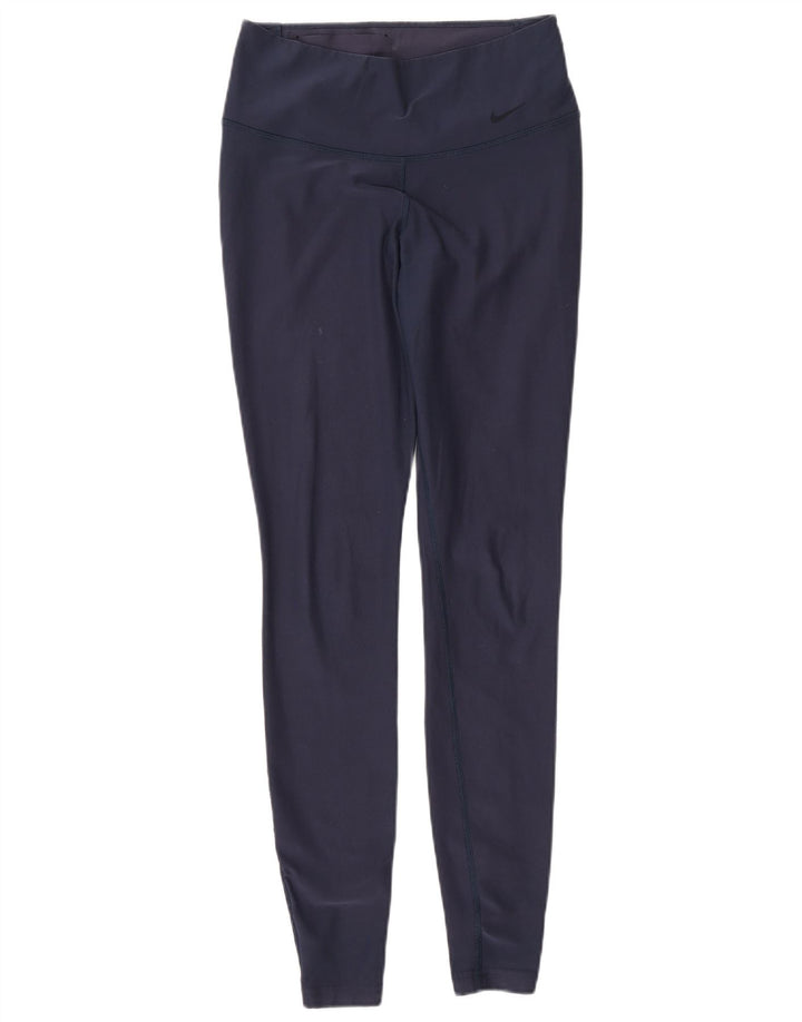 NIKE Womens Dri Fit Leggings UK 6 XS  Navy Blue Polyester