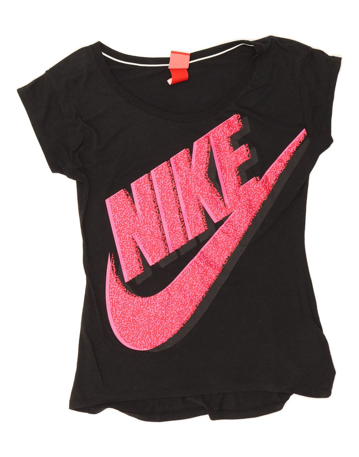 NIKE Womens Graphic T-Shirt Top UK 10 Small Black Polyester Vintage Nike and Second-Hand Nike from Messina Hembry 