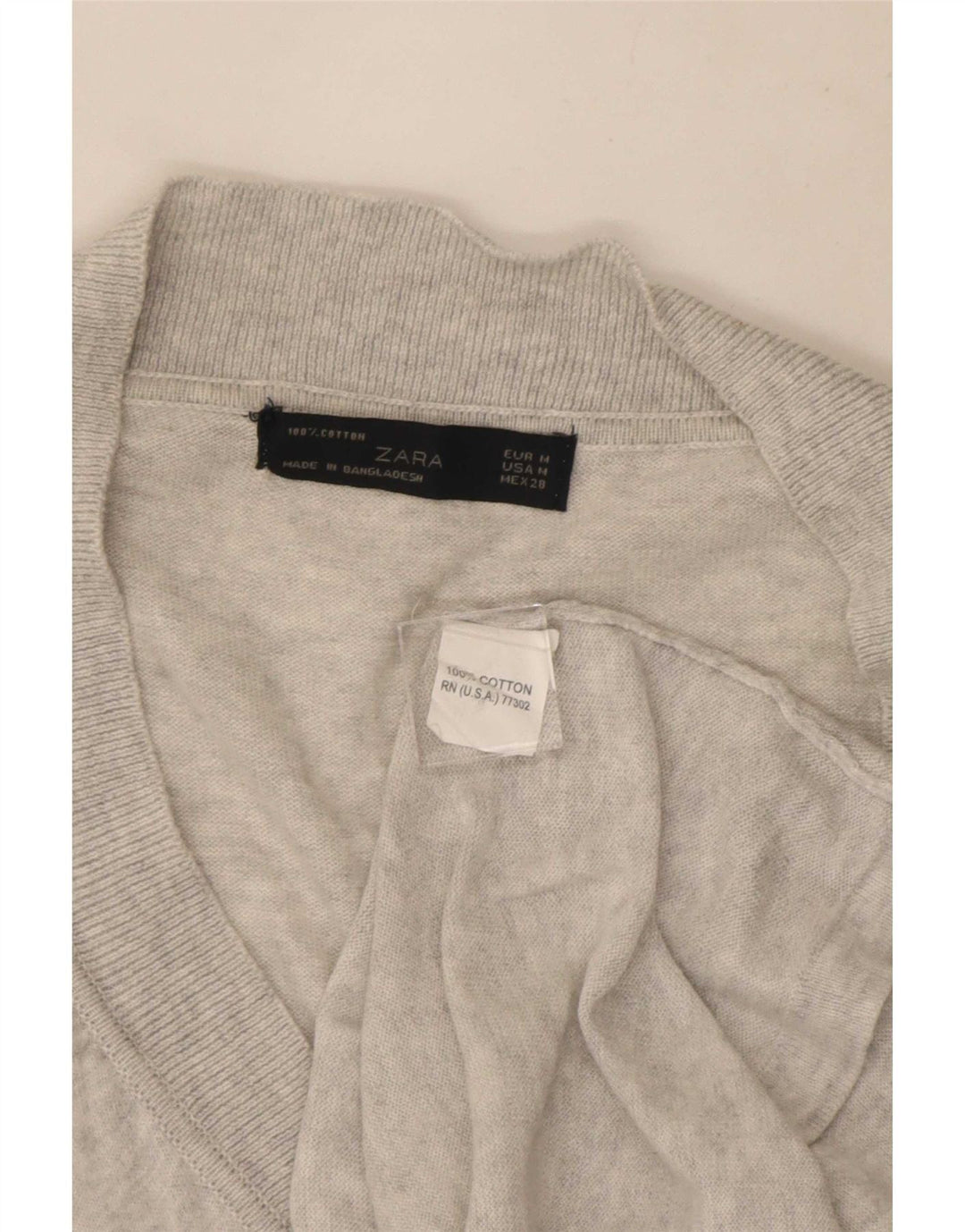 Zara Womens Short Sleeve Cardigan Sweater UK 12 Medium Grey Cotton
